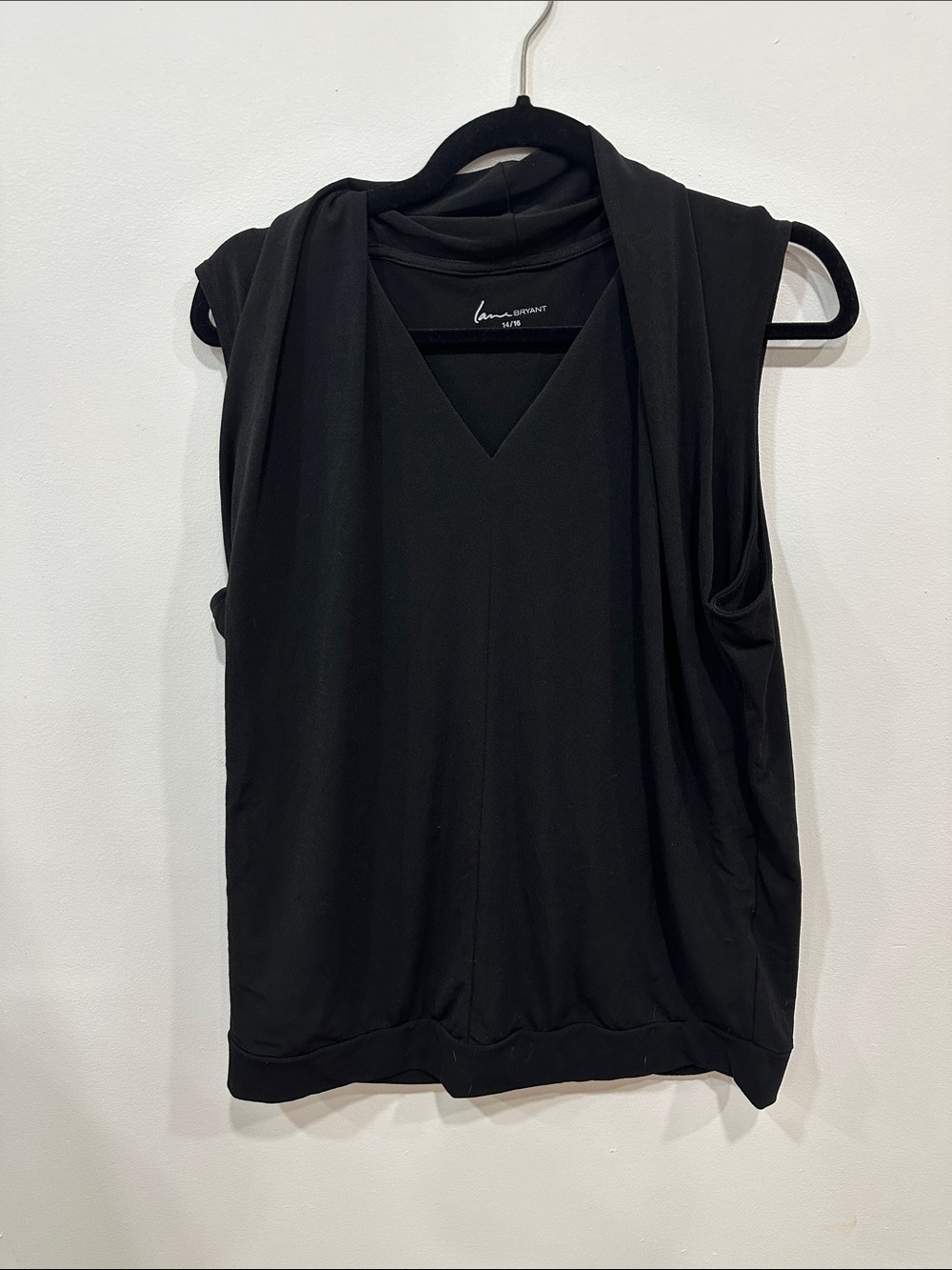 Lane Bryant Black Sleeveless V-Neck Draped Tank